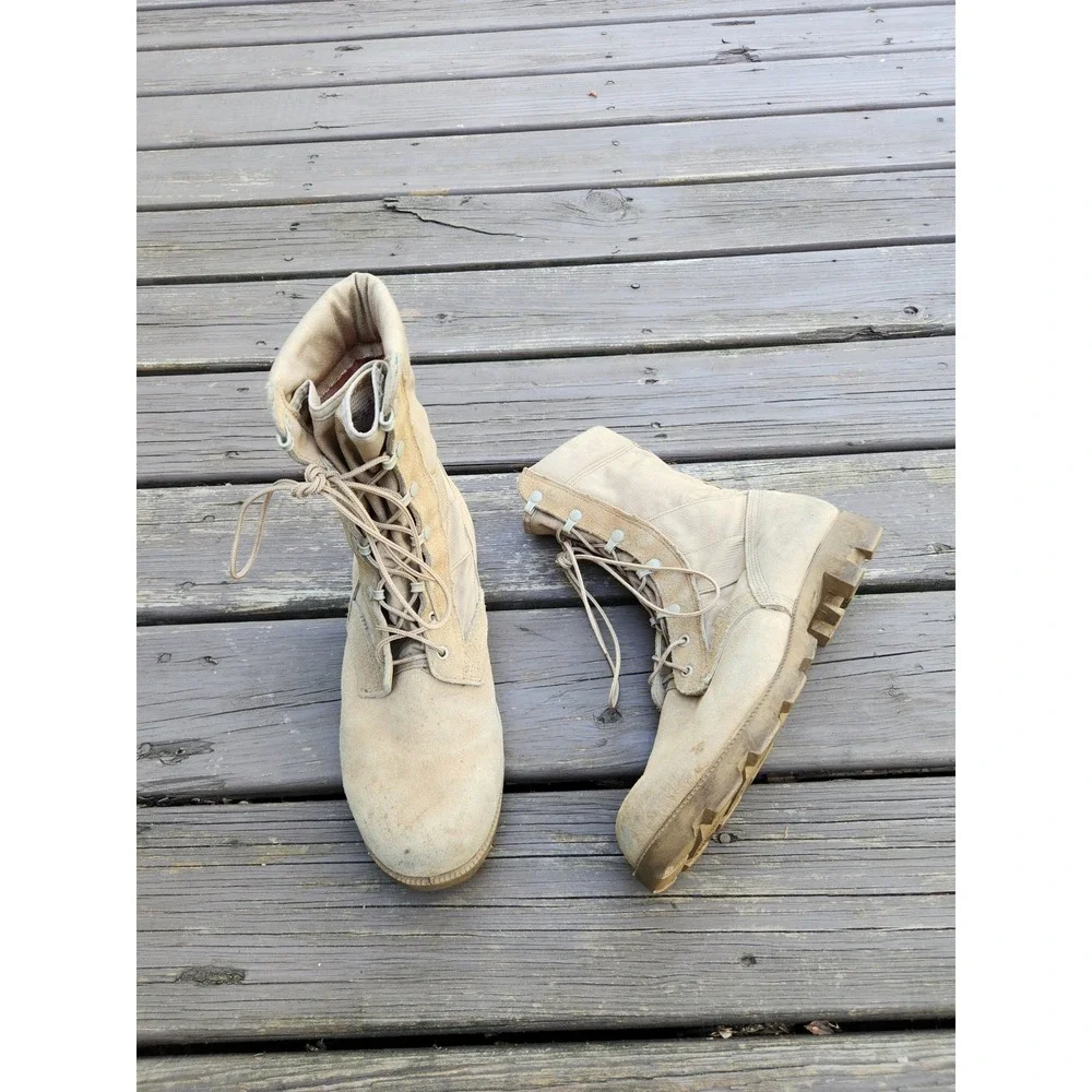 Ro-Search Military Combat Boots Tan Suede‎ Canvas Tactical US Army 10.5W